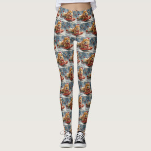 Chow Chow Dog in Sledge Let it Snow Christmas Leggings