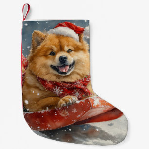 Chow Chow Dog in Sledge Let it Snow Christmas Small Christmas Stocking
