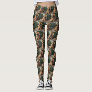 Chow Chow Dog in Snow Christmas Leggings