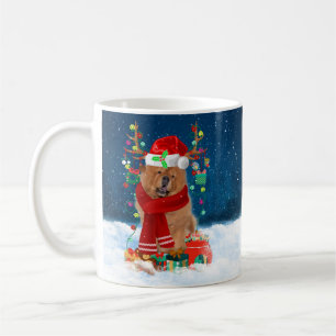Chow Chow Dog in Snow with Christmas Gifts Coffee Mug
