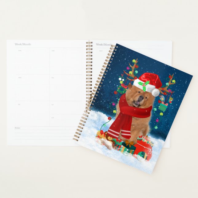 Chow Chow Dog in Snow with Christmas Gifts Planner (Display)