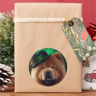 Chow Chow Dog in St. Patrick's Day Dress Classic Round Sticker