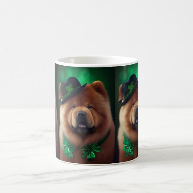 Chow Chow Dog in St. Patrick's Day Dress Coffee Mug (Center)