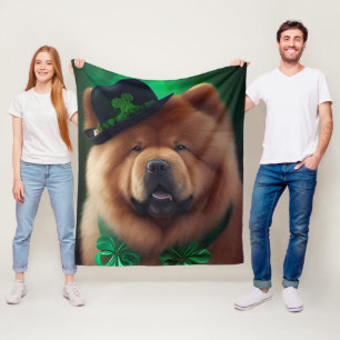 Chow Chow Dog in St. Patrick's Day Dress Fleece Blanket