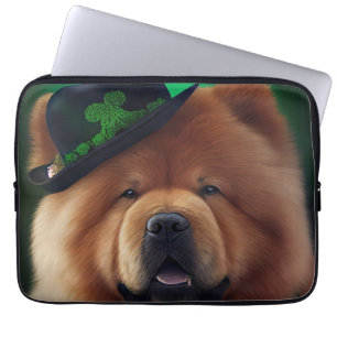 Chow Chow Dog in St. Patrick's Day Dress Laptop Sleeve