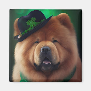 Chow Chow Dog in St. Patrick's Day Dress Magnet