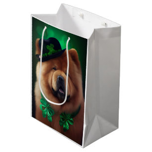 Chow Chow Dog in St. Patrick's Day Dress Medium Gift Bag