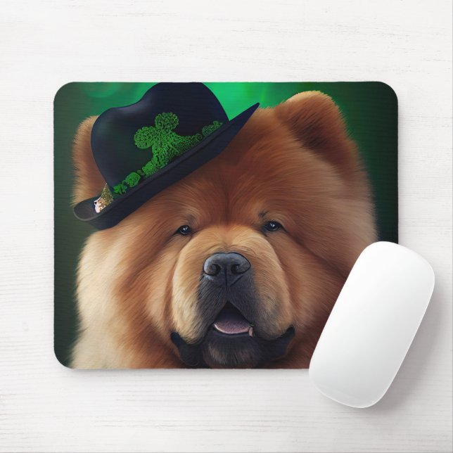 Chow Chow Dog in St. Patrick's Day Dress Mouse Mat (With Mouse)