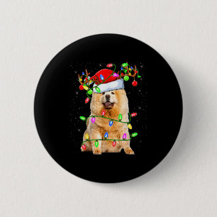 Chow Chow Dog Lover Xmas Lighting Santa Chow Chow 6 Cm Round Badge