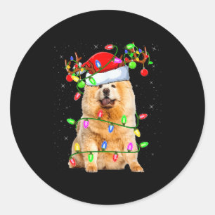 Chow Chow Dog Lover Xmas Lighting Santa Chow Chow Classic Round Sticker