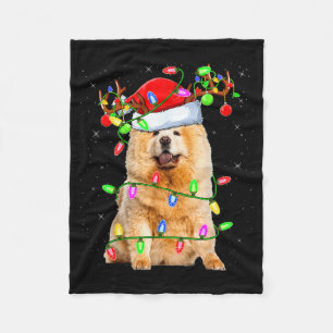 Chow Chow Dog Lover Xmas Lighting Santa Chow Chow  Fleece Blanket