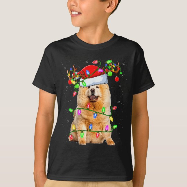 Chow Chow Dog Lover Xmas Lighting Santa Chow Chow  T-Shirt (Front)