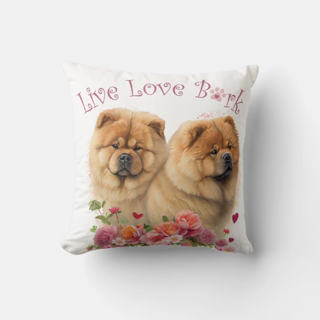 Chow Chow Dog Mum Floral Cushion (Front)
