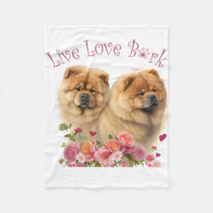 Chow Chow Dog Mum Floral Fleece Blanket