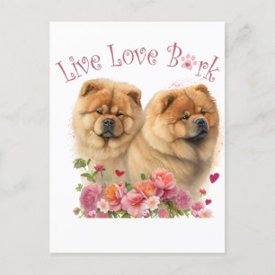 Chow Chow Dog Mum Floral Postcard
