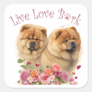 Chow Chow Dog Mum Floral Square Sticker
