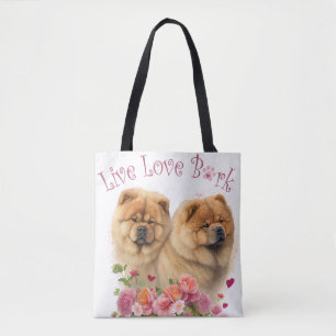 Chow Chow Dog Mum Floral Tote Bag