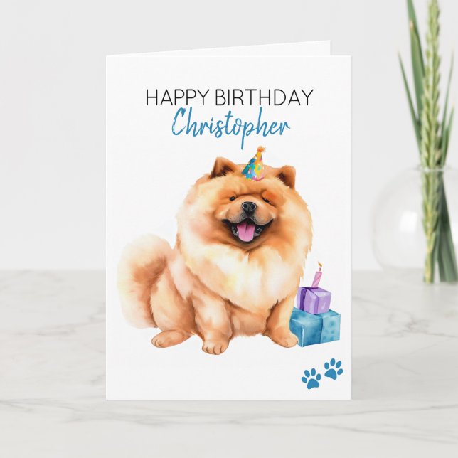 Chow Chow Dog Personalised Happy Birthday Card (Front)