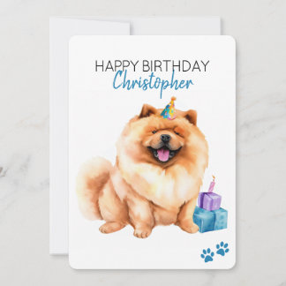 Chow Chow Dog Personalised Happy Birthday Flat Card
