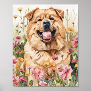 Chow Chow Dog Portrait Wall Art Print Poste