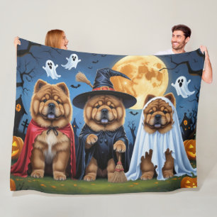 Chow Chow Dog Pumpkin Halloween Funny  Fleece Blanket