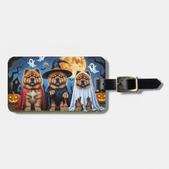 Chow Chow Dog Pumpkin Halloween Funny  Luggage Tag (Front Horizontal)