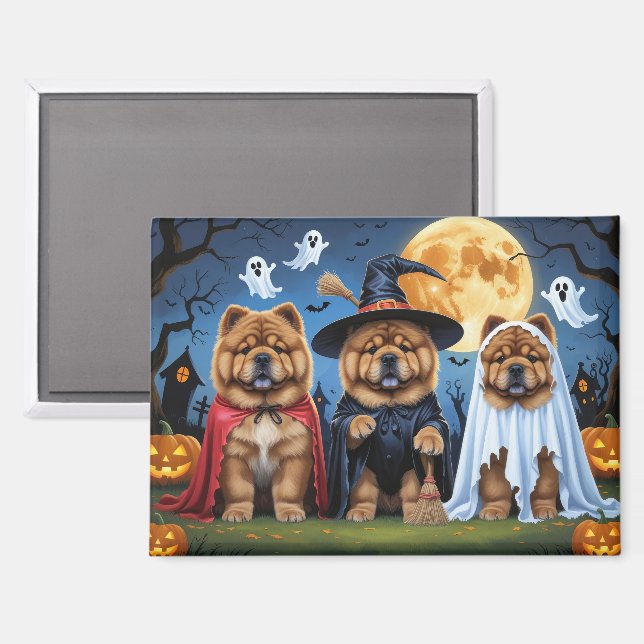 Chow Chow Dog Pumpkin Halloween Funny  Magnet (Front/Back)