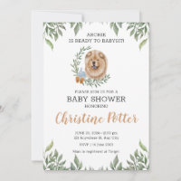 Chow Chow Dog Puppy Greenery Boho Baby Shower