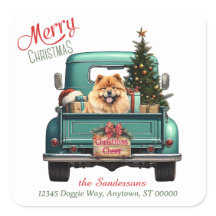Chow Chow Dog Retro Truck Christmas