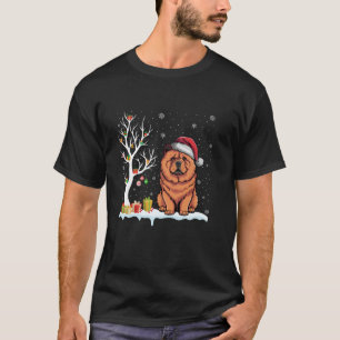 Chow Chow Dog Santa Hat Festive Tree Light Christm T-Shirt