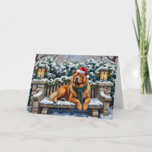 Chow Chow Dog Serene Winter Garden Christmas Art Card