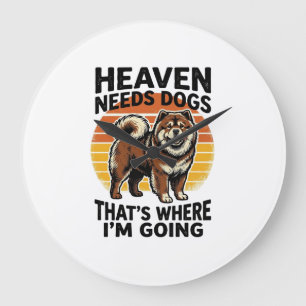 Chow Chow Dog Shirt Heaven Tribute Vintage Engravi Large Clock