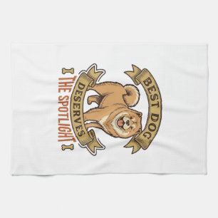 Chow Chow Dog Shirt Vintage Engraving Funny Pet De Tea Towel