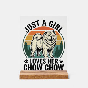 Chow Chow Dog Shirt Vintage Girl Dog Lover Art_1 Acrylic Sign