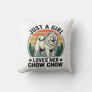 Chow Chow Dog Shirt Vintage Girl Dog Lover Art_1 Cushion