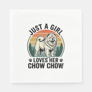 Chow Chow Dog Shirt Vintage Girl Dog Lover Art_1 Napkin