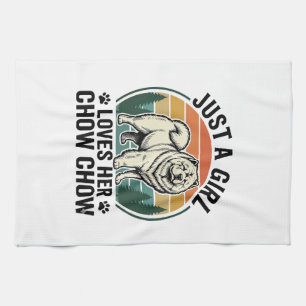Chow Chow Dog Shirt Vintage Girl Dog Lover Art_1 Tea Towel