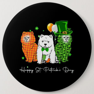 Chow Chow Dog St. Patricks Day Cute Shamrock 226 6 Cm Round Badge