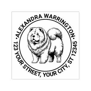 Chow Chow Dog Standing Name Return Address Self-inking Stamp