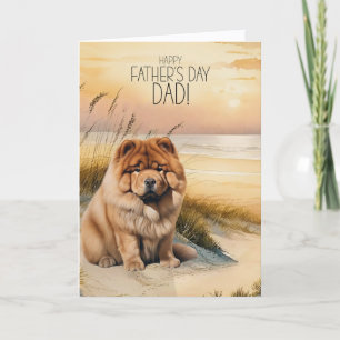 Chow Chow Dog Sunset Beach Father's Day Holiday Card