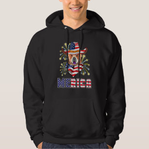 Chow Chow Dog Us Flag Hat Fireworks Merica 4th Of  Hoodie