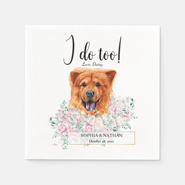Chow Chow Dog Wedding Cocktail Napkins (Front)