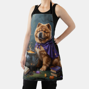 Chow Chow Dog Whimsical Halloween Painting Apron