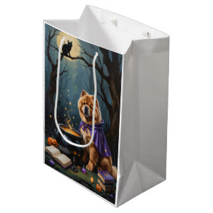 Chow Chow Dog Whimsical Halloween Painting Medium Gift Bag