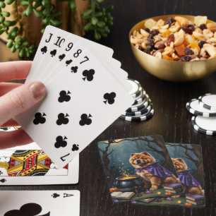 Chow Chow Dog Whimsical Halloween Painting Playing Cards