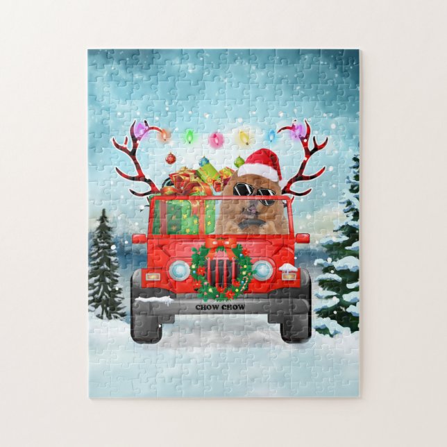 Chow Chow dog with Christmas gifts Jigsaw Puzzle (Vertical)
