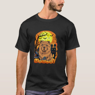 Chow Chow Dog With Pumpkins Funny Scary Halloween T-Shirt