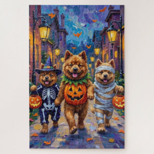 Chow Chow Dogs Trick-or-Treating Halloween Costume Jigsaw Puzzle