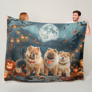 Chow Chow Halloween Spooky Fleece Blanket