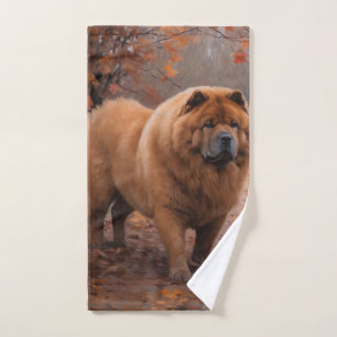 Chow Chow in Autumn Leaves Fall Inspire  Bath Towel Set